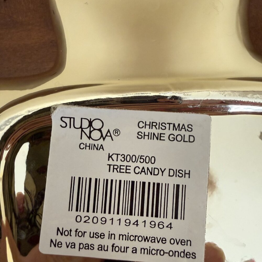 NIB Gold-Tone XMAS Tree Candy Dish - Picture 2 of 5